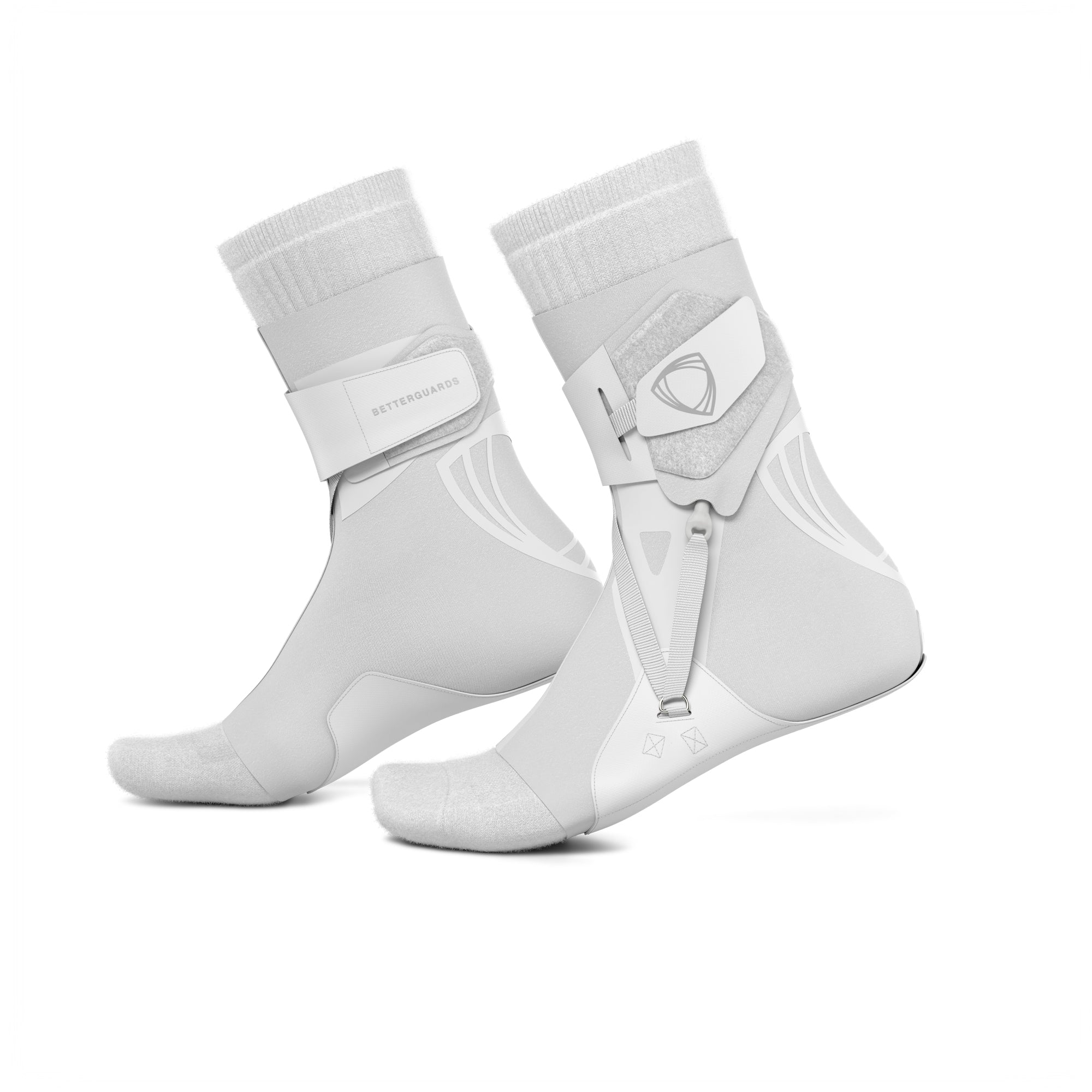 The BetterGuard 2.0 best ankle braces for all sports ankle support. White ankle braces. Side view. #color_white