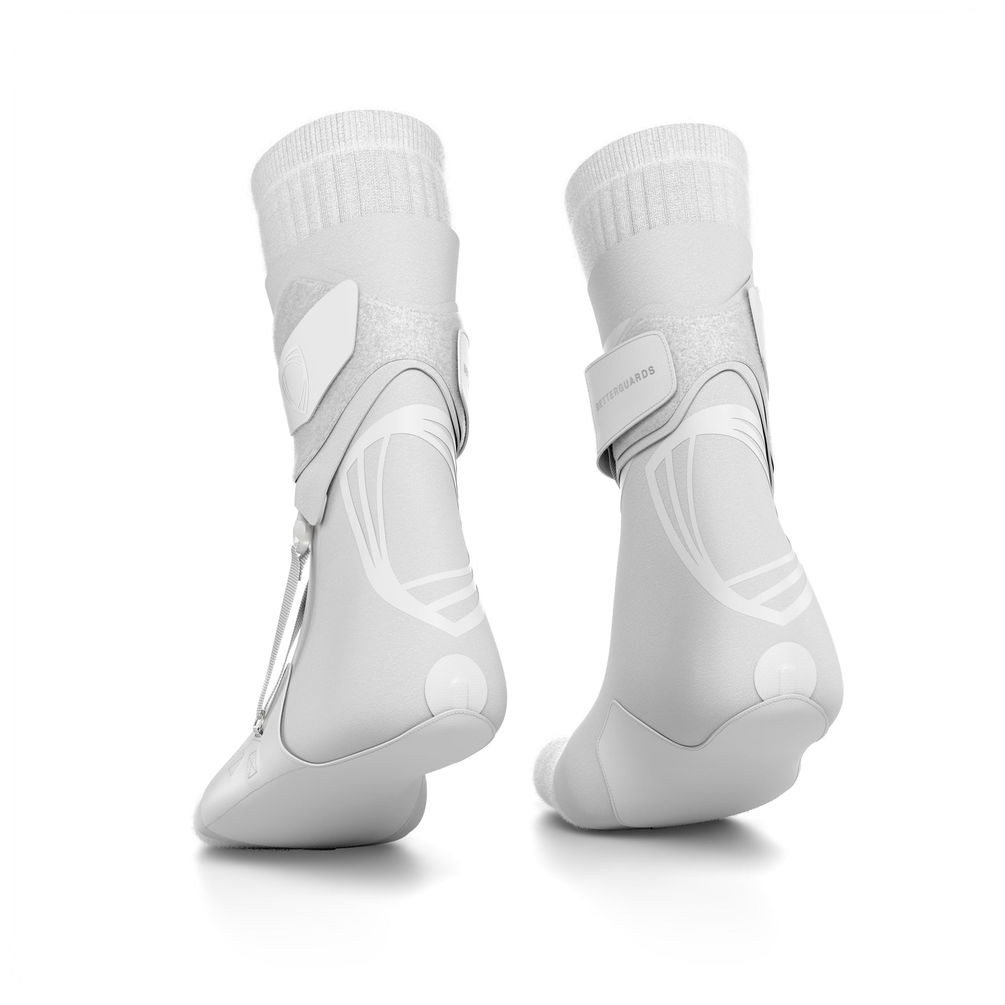 The BetterGuard 2.0 best ankle braces for all sports ankle support. White ankle braces. Back view. #color_white