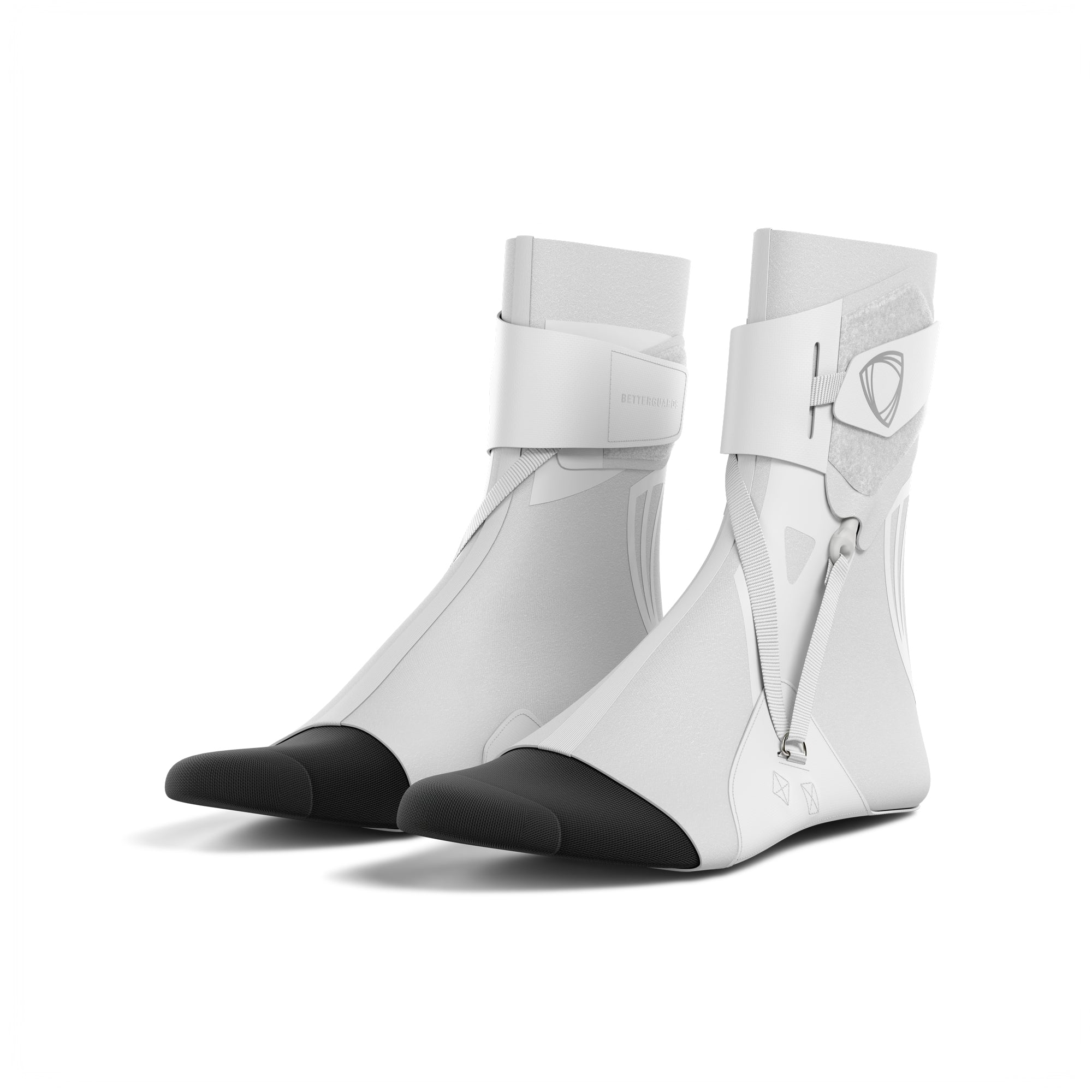 The BetterGuard 2.0 best ankle braces for all sports ankle support. White ankle braces. Pair 3/4 view. #color_white