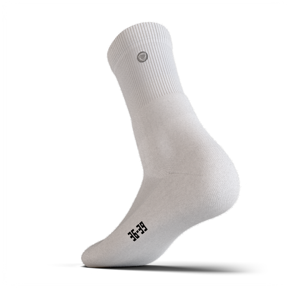 Premium padded athletic socks, all-white crew length #size_s