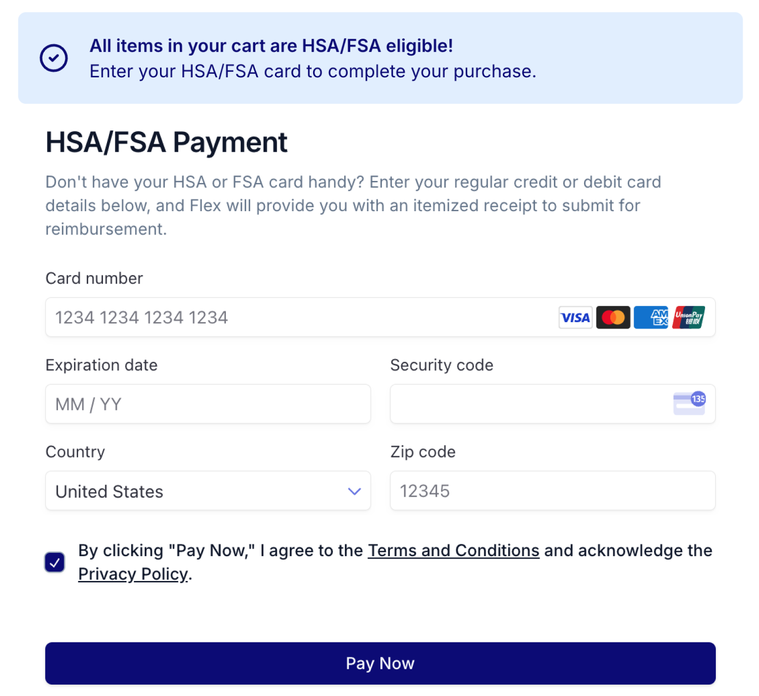 HSA/FSA debit card payment step 3