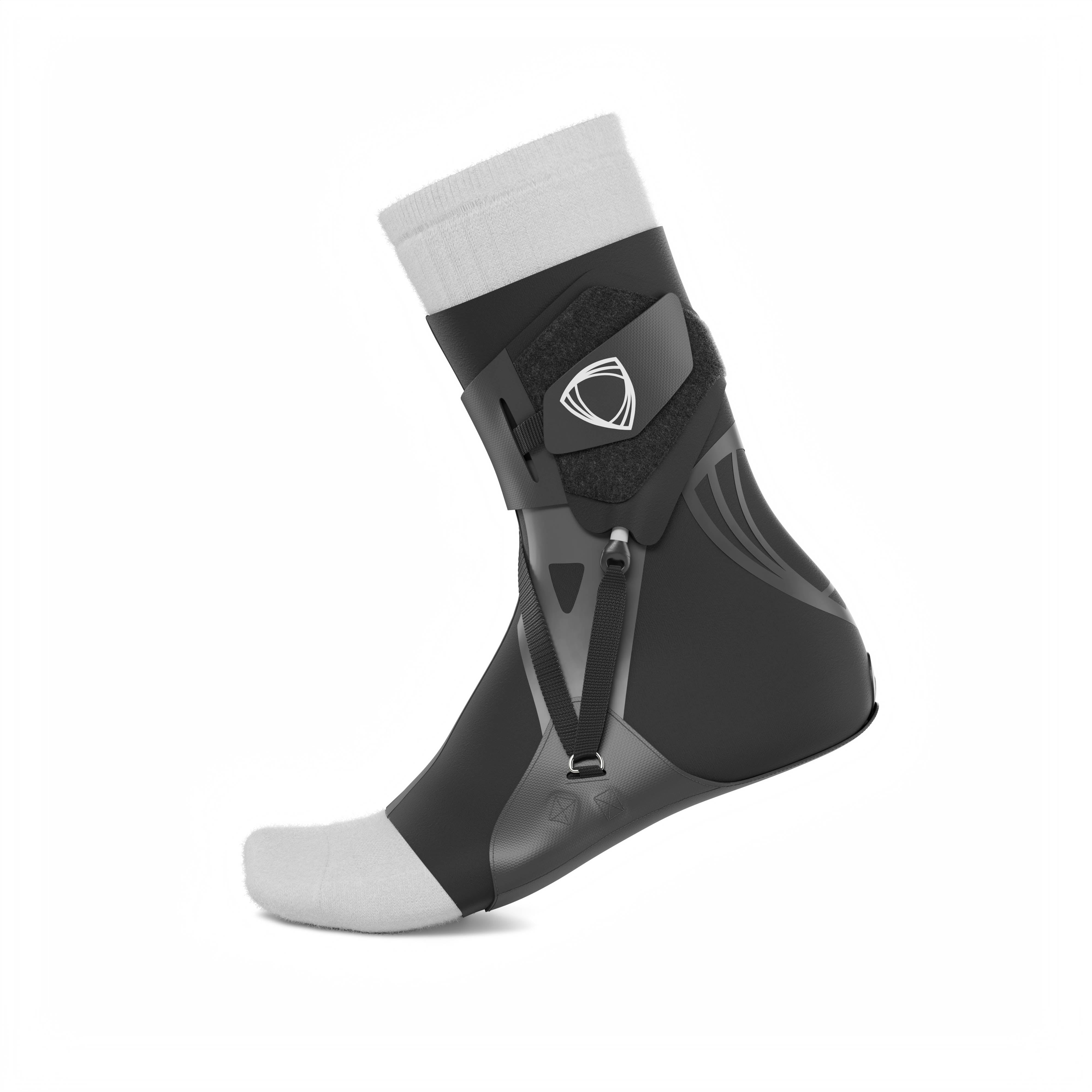 The BetterGuard 2.0 best ankle brace for all sports ankle support. Black ankle brace. Lateral side view. #color_black