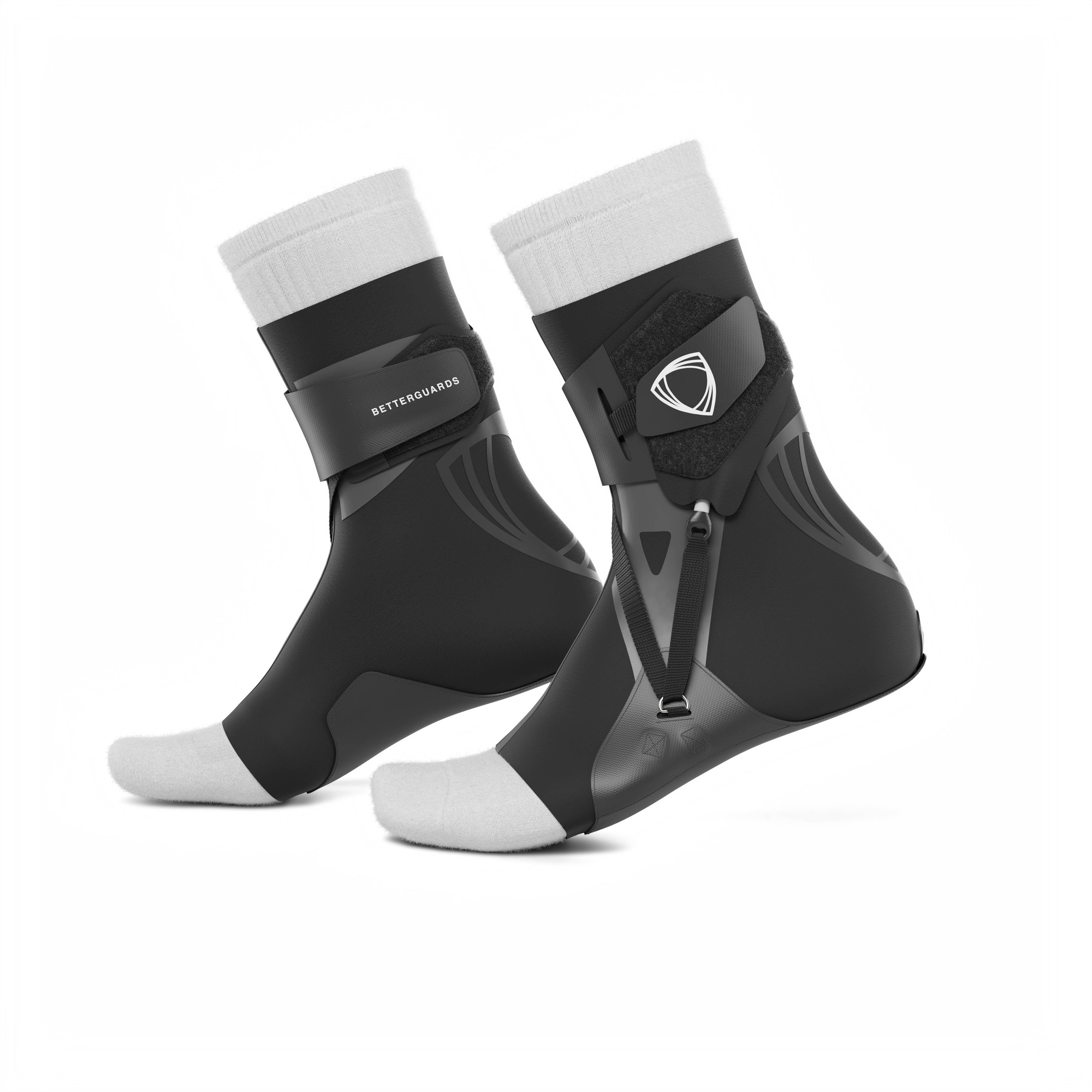 The BetterGuard 2.0 best ankle braces for all sports ankle support. Black ankle braces. Pair side view. #color_black