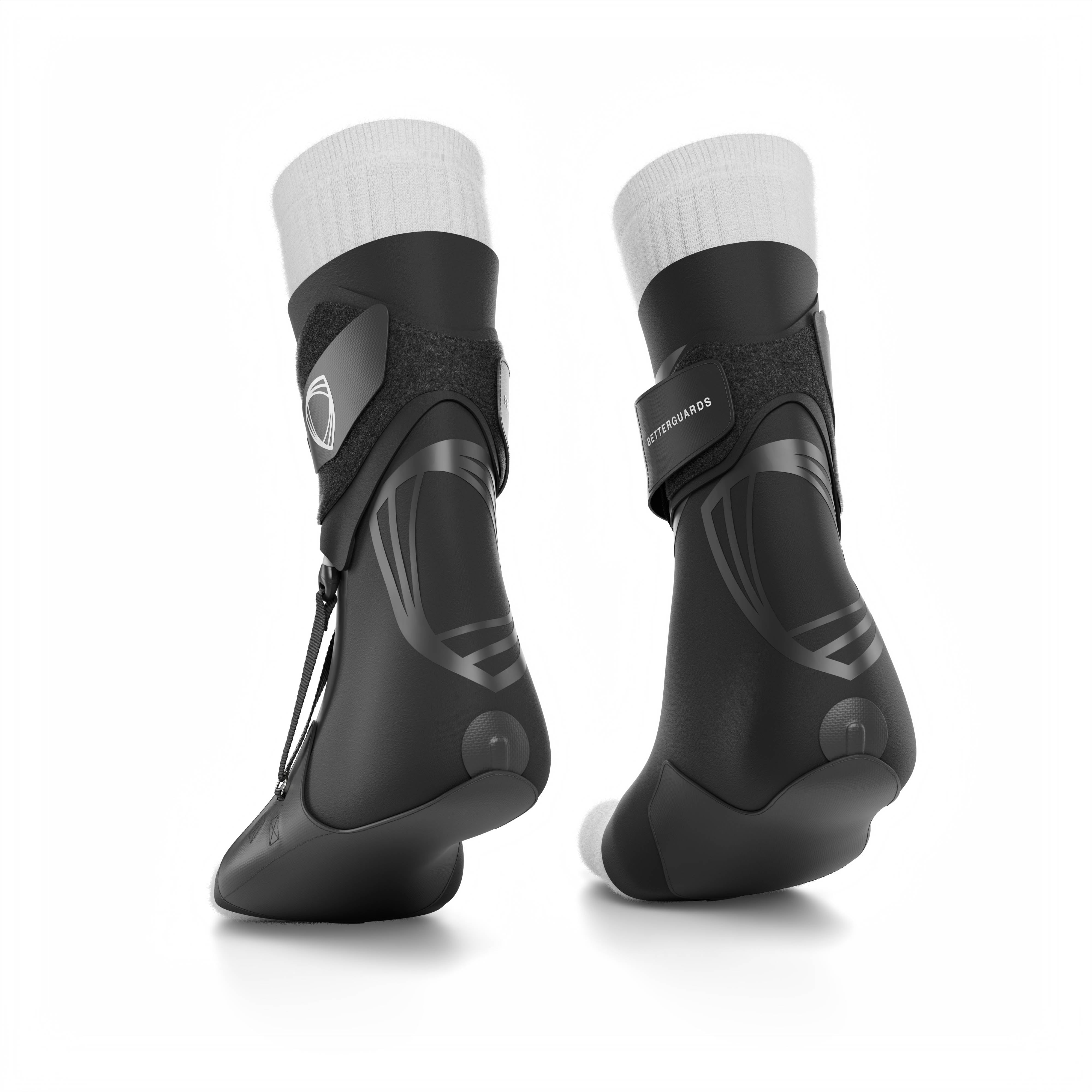 The BetterGuard 2.0 best ankle braces for all sports ankle support. Black ankle braces. Pair back view. #color_black