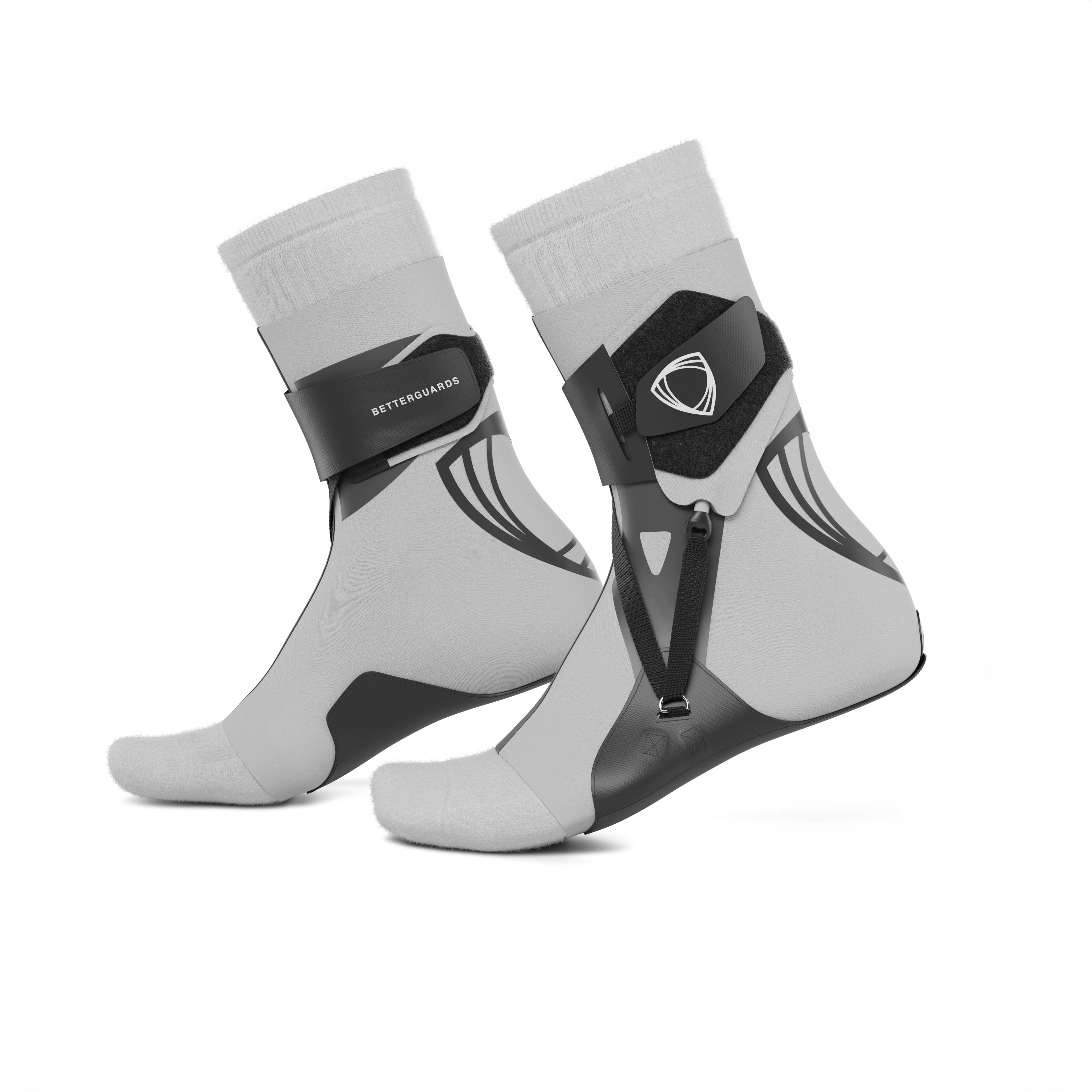 The BetterGuard 2.0 best ankle braces for all sports ankle support. Gray ankle braces. Pair side view. #color_gray