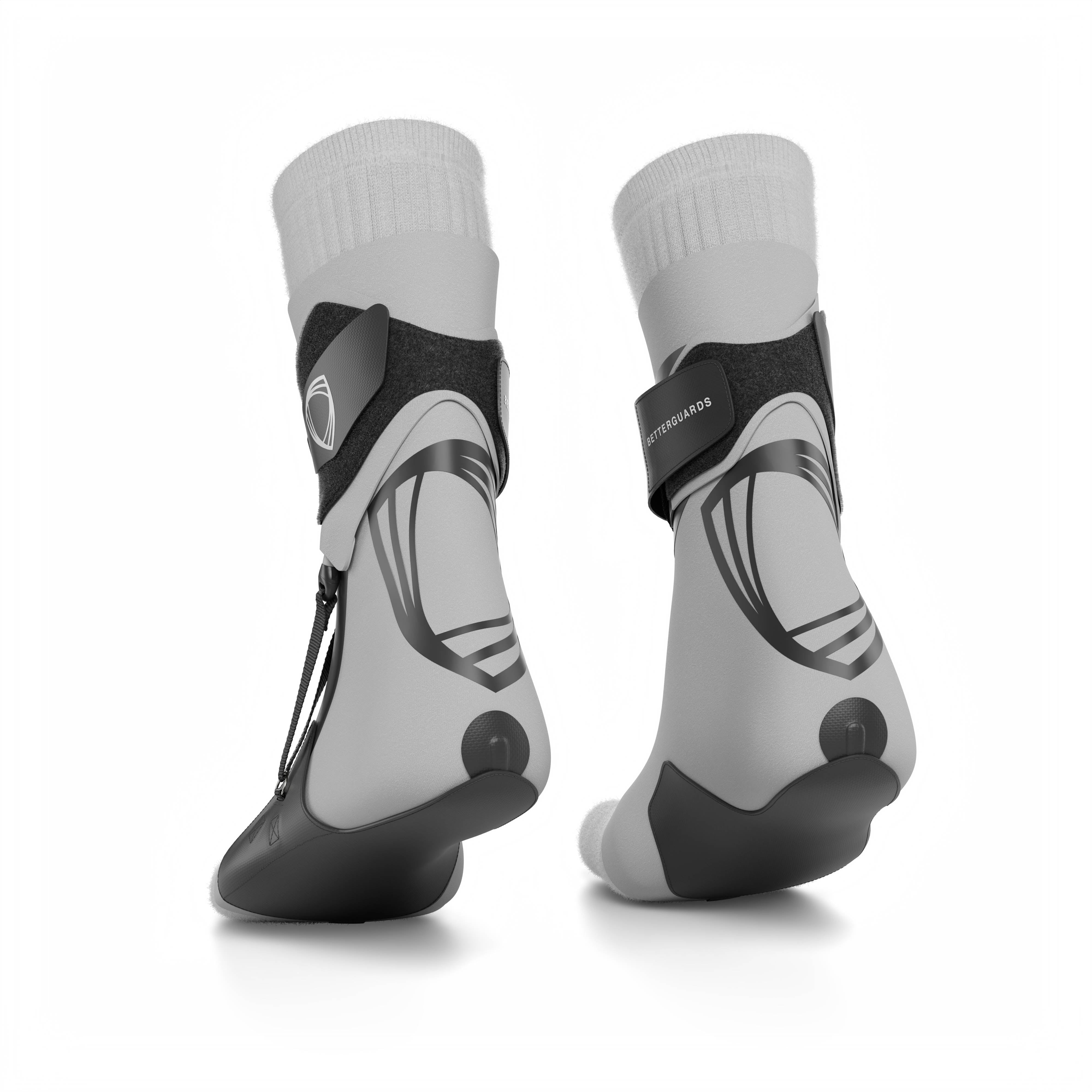 The BetterGuard 2.0 best ankle braces for all sports ankle support. Gray ankle braces. Pair back view. #color_gray