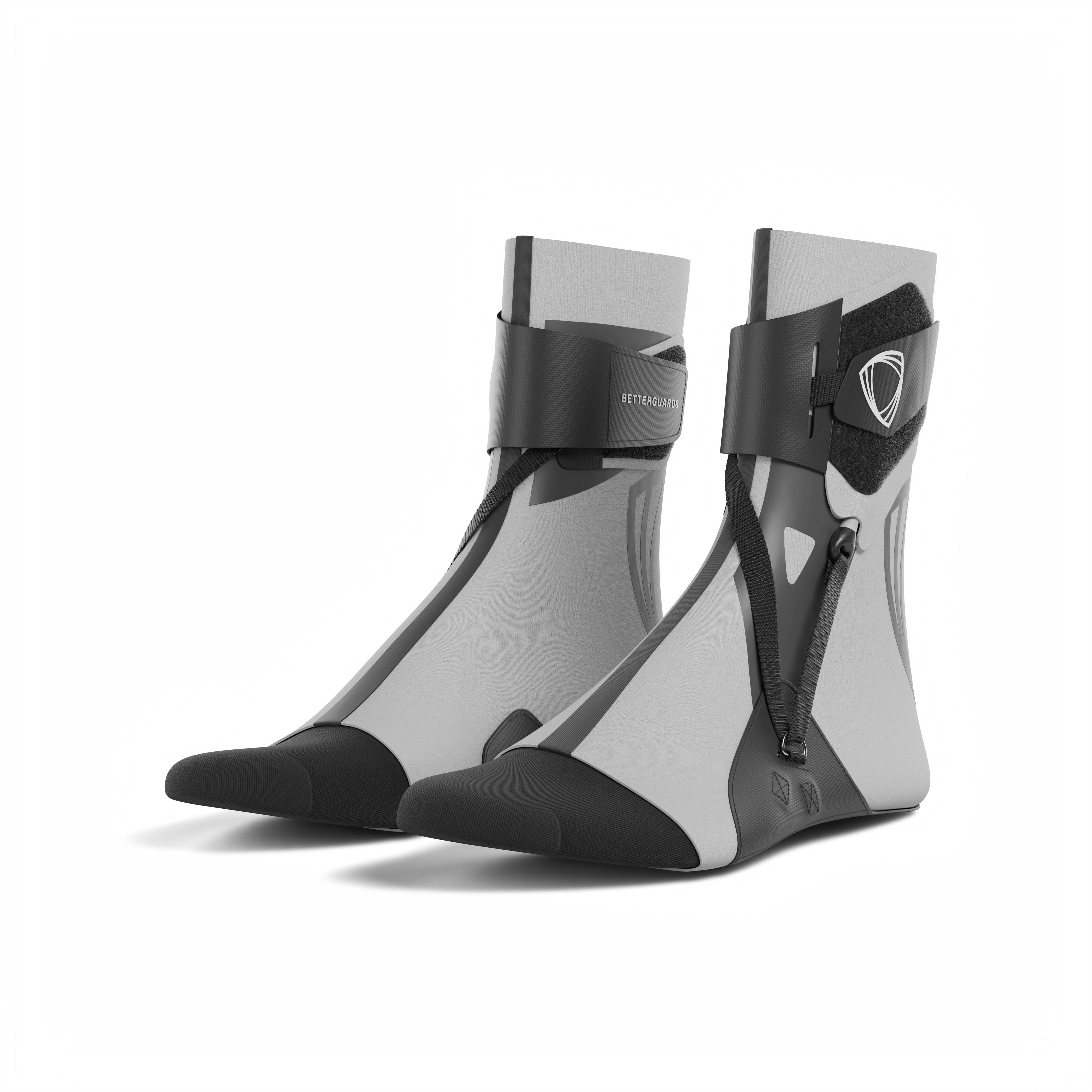 The BetterGuard 2.0 best ankle braces for all sports ankle support. Gray ankle braces. Pair 3/4 view. #color_gray