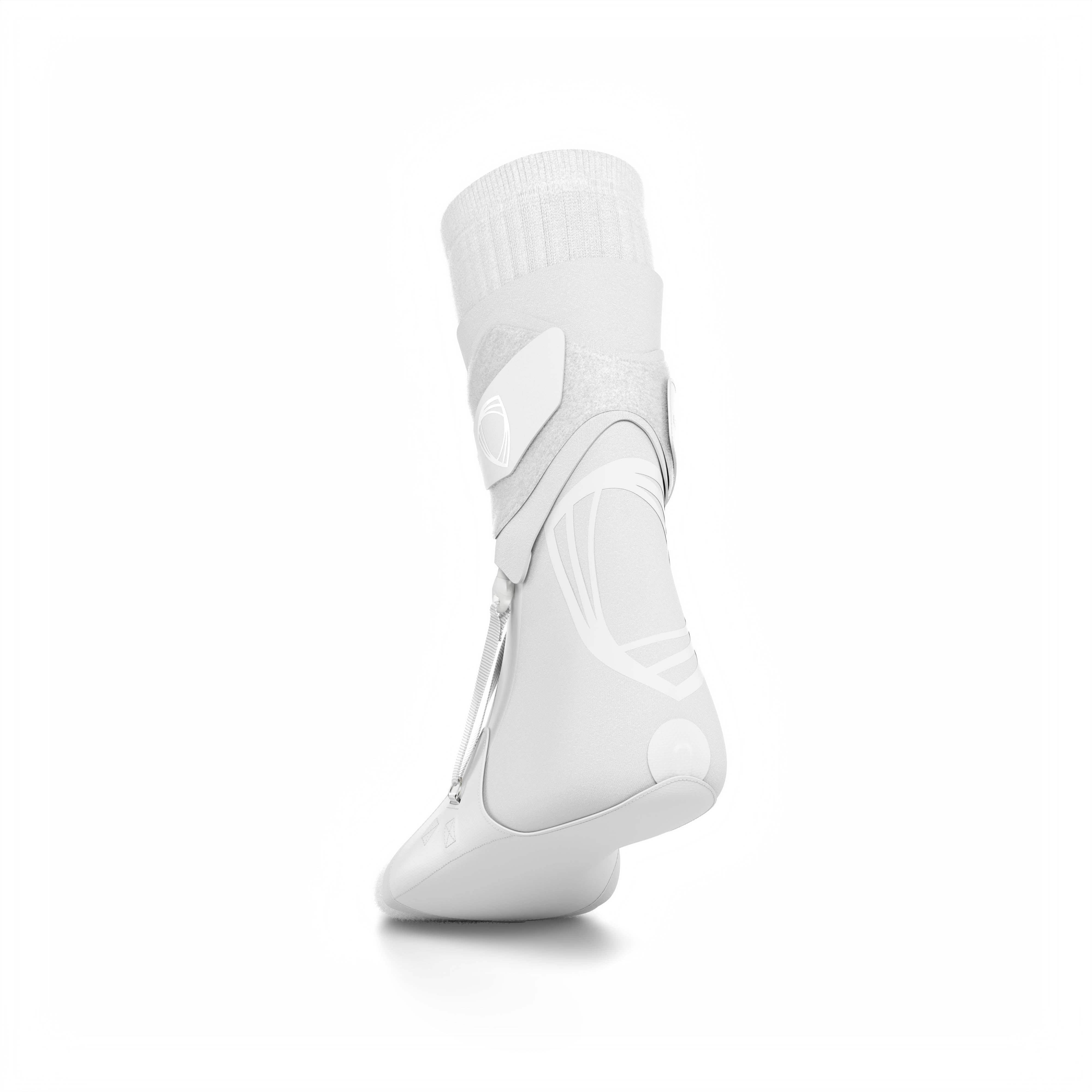 The BetterGuard 2.0 best ankle brace for all sports ankle support. White ankle brace. Back view. #color_white