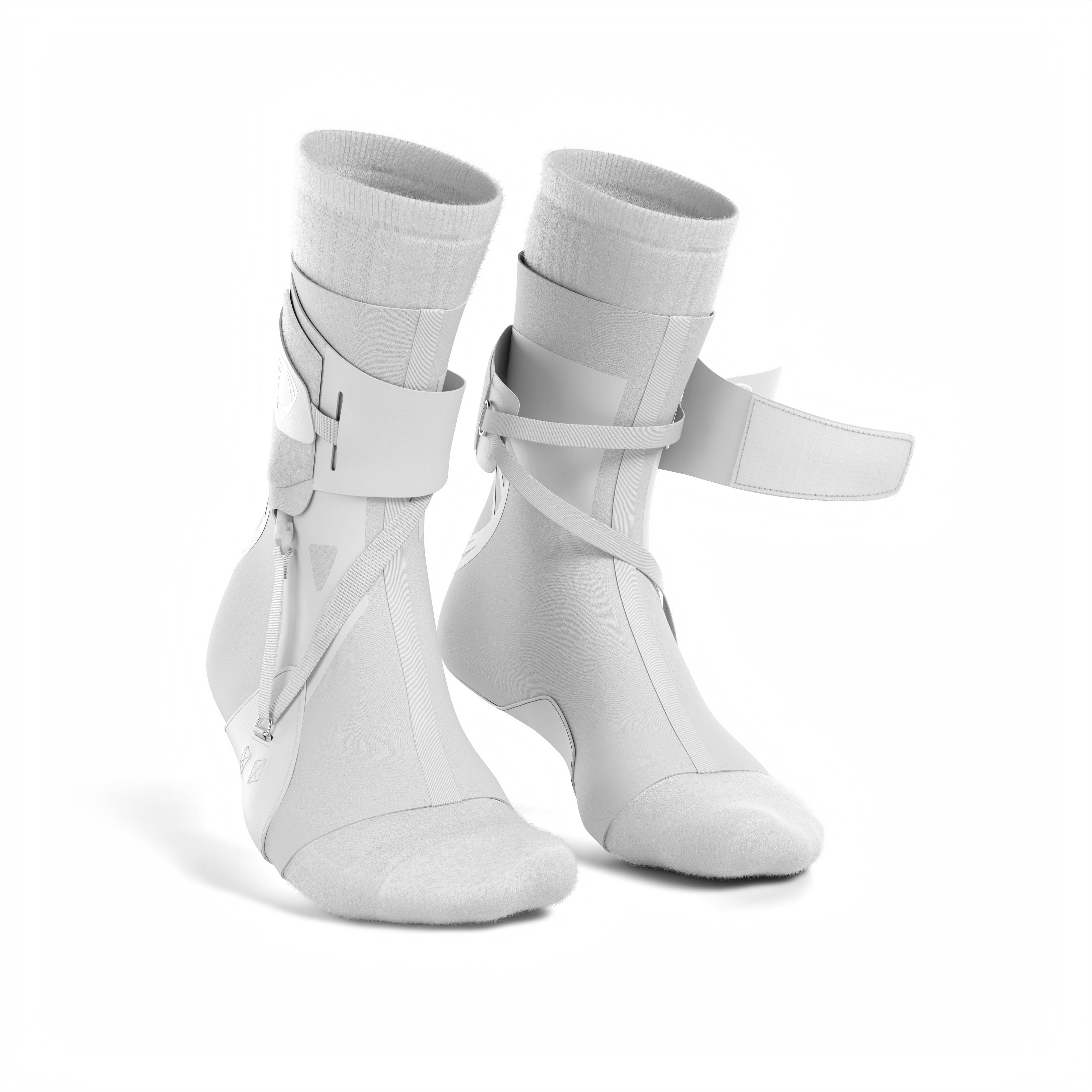 The BetterGuard 2.0 best ankle braces for all sports ankle support. White ankle braces. Adjustable strap. Pair 3/4 open view. #color_white