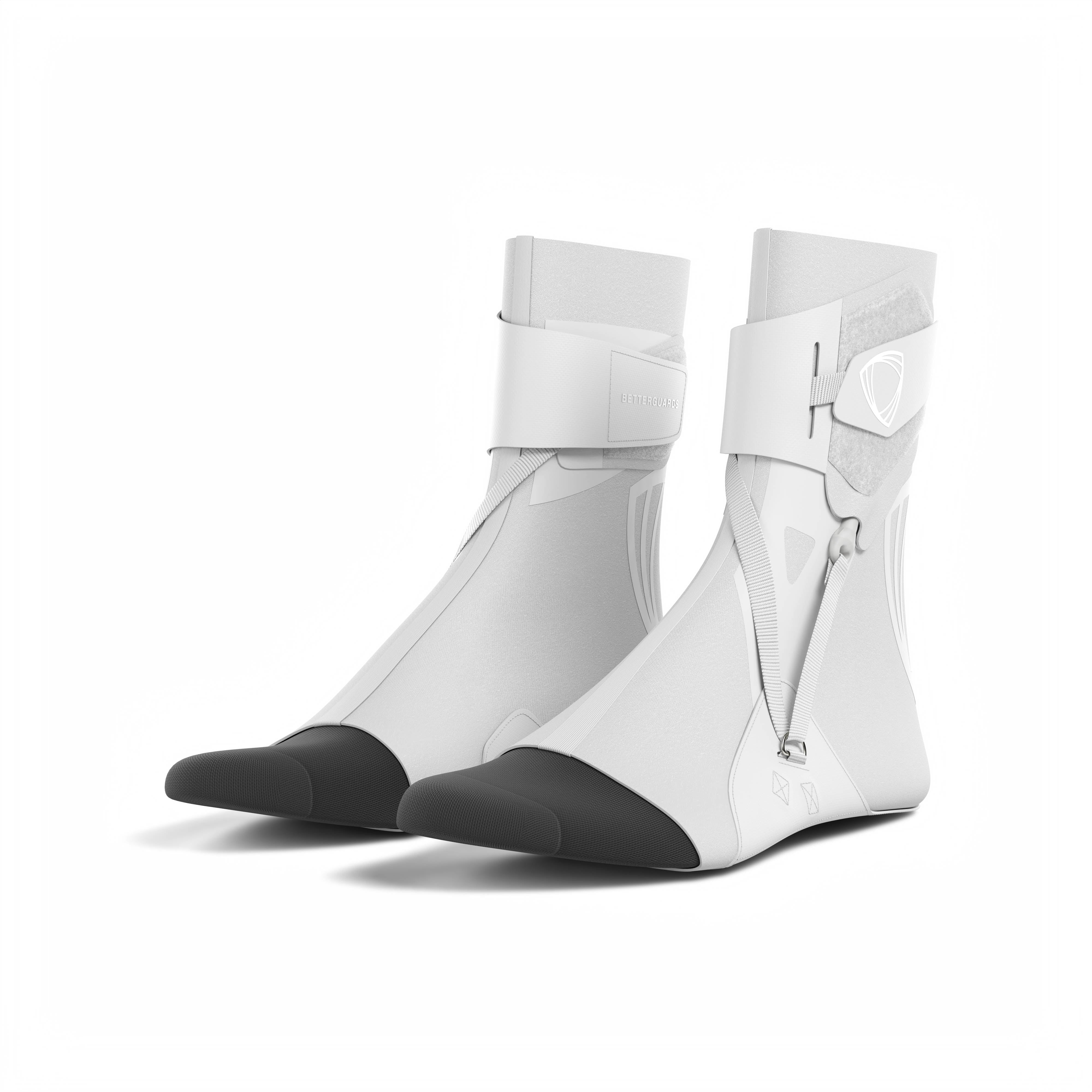 The BetterGuard 2.0 best ankle braces for all sports ankle support. White ankle braces. Pair 3/4 view. #color_white